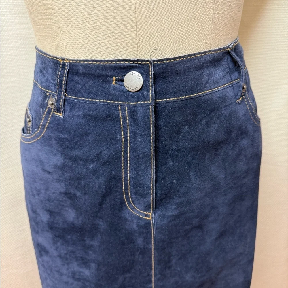 Isaac Mizrahi Dark Wash Denim Pencil Skirt Straight Midi Skirt Size 6 Classic EU - Picture 3 of 6